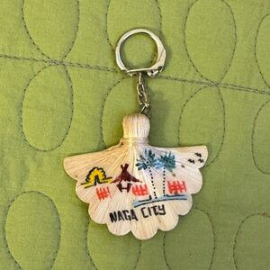 Vintage Hand-Painted Shell Keychain - Naga City